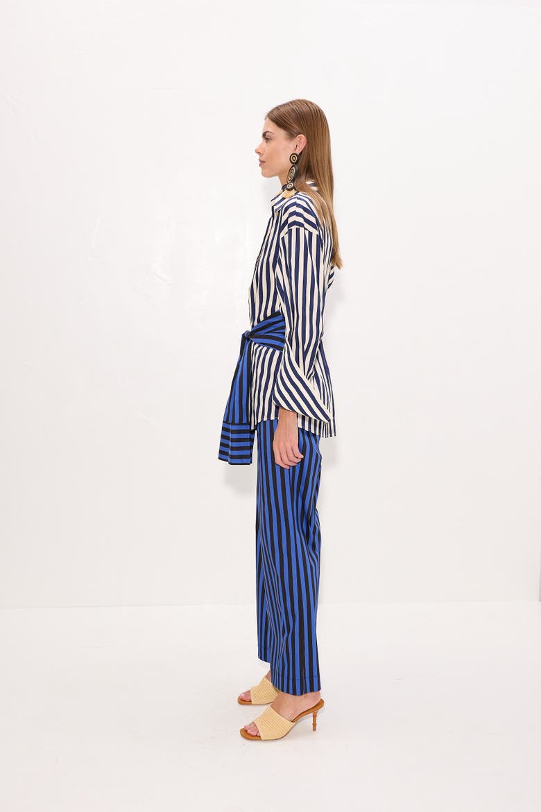 Pia Poplin Straight Leg Pant, Alternate, color, Cobalt Stripe