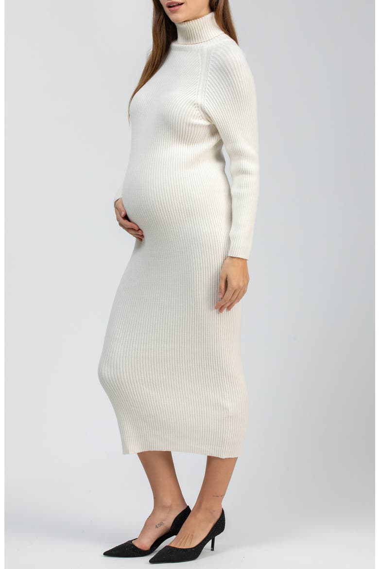 Giorgia Rib Long Sleeve Midi Sweater Dress, Alternate, color, CREAM WHITE