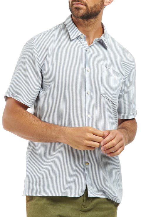 Deerpark Stripe Short Sleeve Cotton Button-Up Shirt