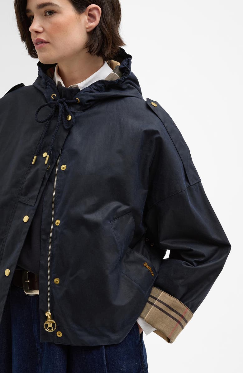 Barbour Ryedale Waxed Cotton Jacket, Alternate, color, Royal Navy/ Dress Tartan