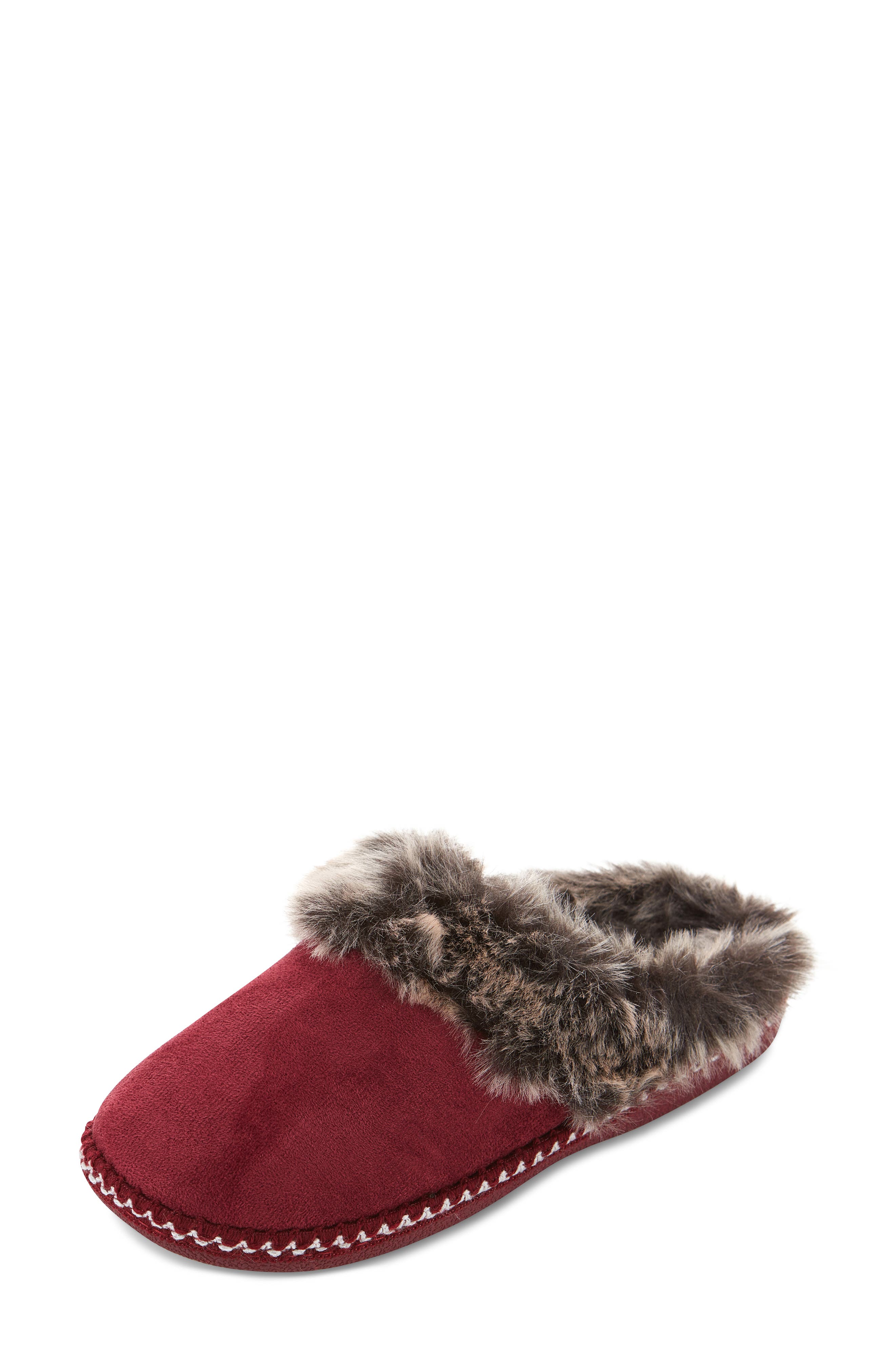 FLOOPI Indoor/Outdoor Faux Fur Lined Slipper, Alternate, color, Wine