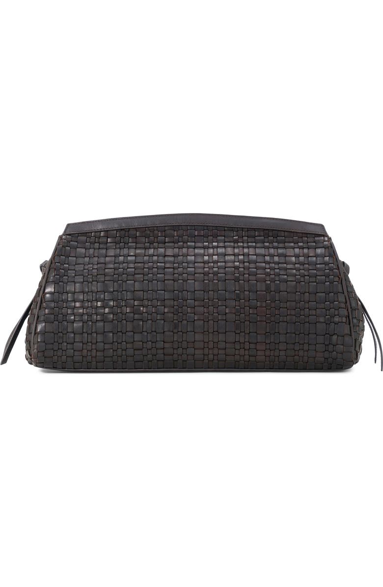 STAUD Maude Soft Leather Clutch, Main, color, Espresso Woven
