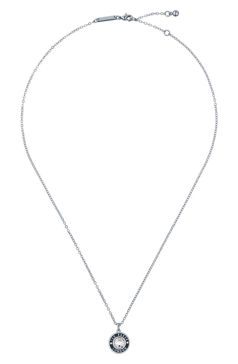 Ted Baker Cherlie Logo Crystal Pendant Necklace, Alternate, color, Silver Tone/ Black/ Clear