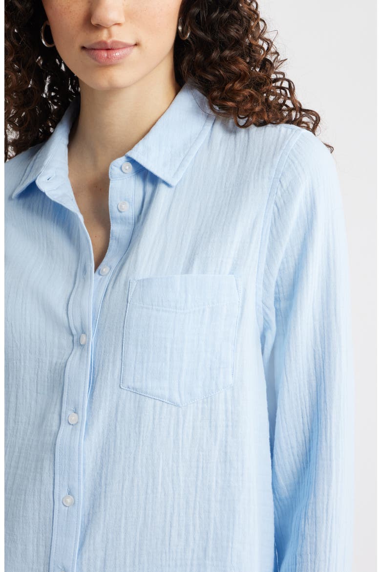 Casual Gauze Button-Up Shirt, Alternate, color, BLUE WINDSURFER