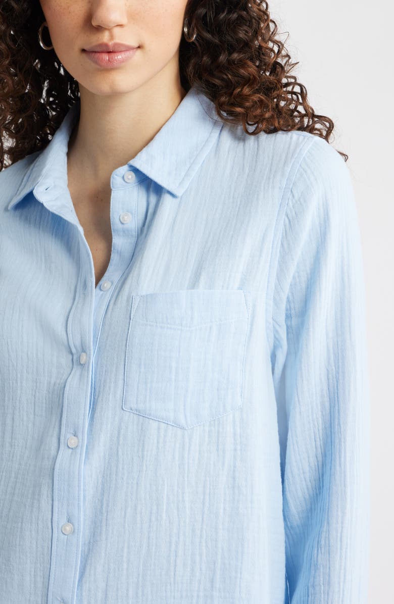 Caslon<sup>®</sup> Casual Gauze Button-Up Shirt, Alternate, color, Blue Windsurfer