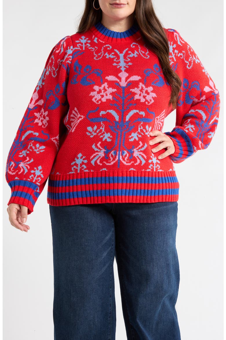 Almila Pattern Sweater, Main, color, RED-MULTI