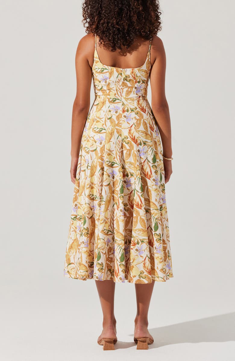 ASTR the Label Jaleyah Floral Midi Dress, Alternate, color, Mustard Green Tropic
