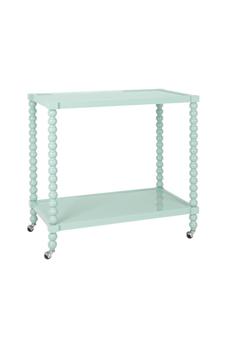 Rubberwood 2-Tier Bar Cart on Wheels, Blue, Main, color, Blue
