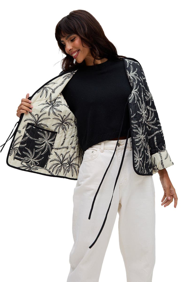 Raffya Felicity Palm Print Reversible Jacket, Alternate, color, Multi