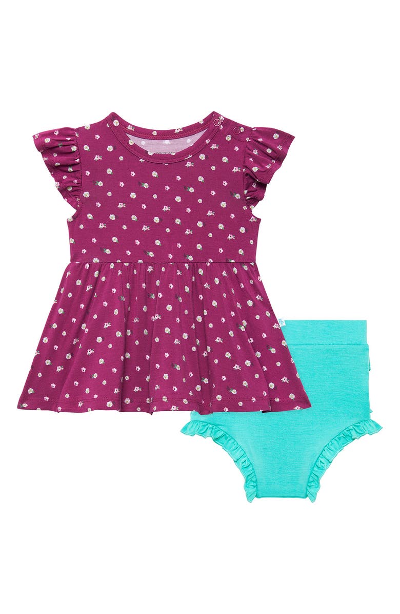 Posh Peanut Melia Flutter Sleeve Top & Ruffle Bloomers Set, Main, color, 