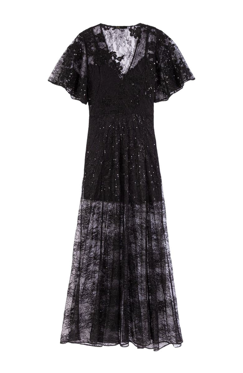 maje Lace maxi dress, Alternate, color, Black
