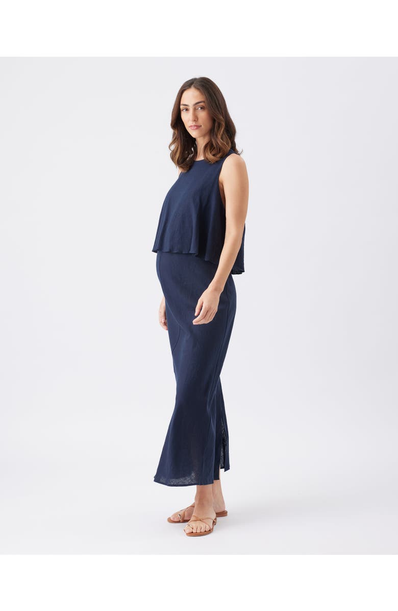 Ripe Maternity Lena Linen Nursing Dress, Alternate, color, Navy