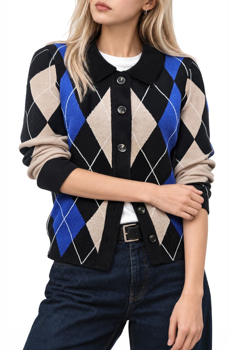 Spencer Argyle Cardigan, Main, color, ARGYLE BLACK