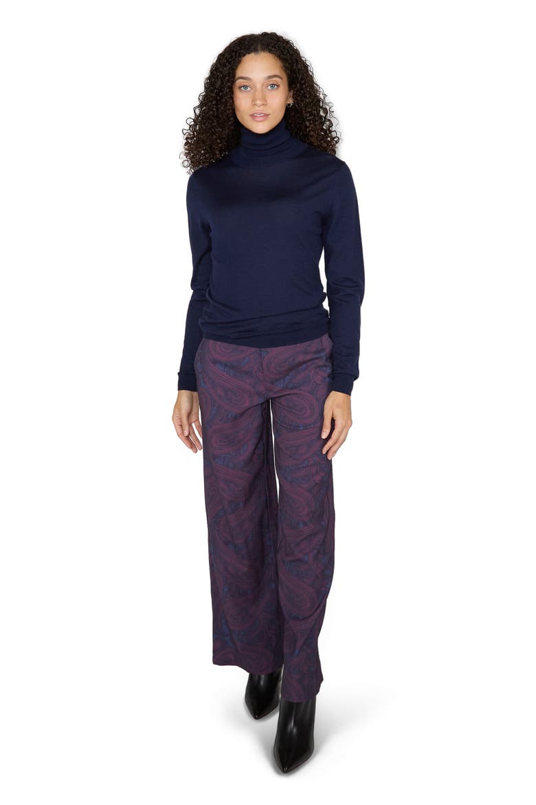 Rona Cashmere Blend Turtleneck Sweater, Alternate, color, Navy