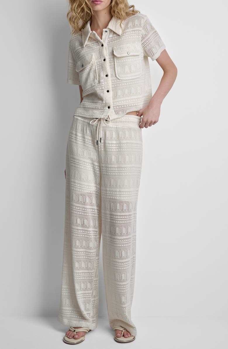 DKNY Open Stitch Button-Up Shirt, Alternate, color, Coconut