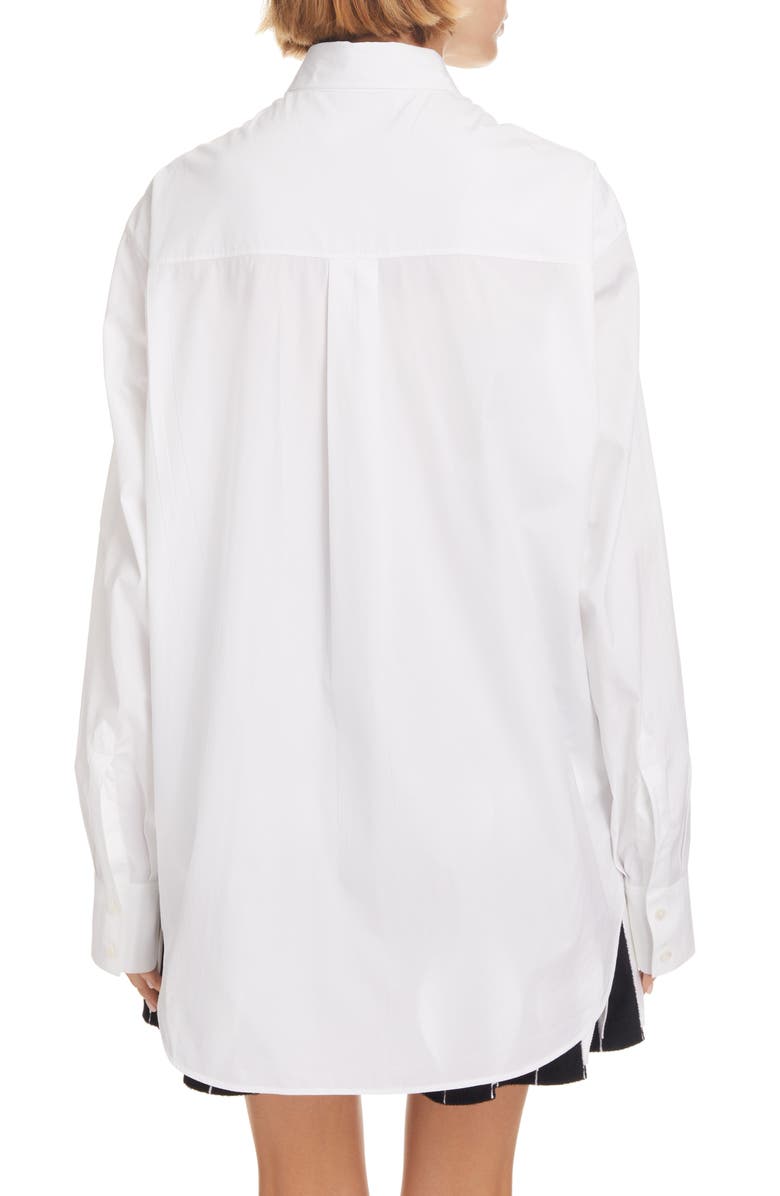Alaïa Cotton Poplin Button-Up Blouse, Alternate, color,