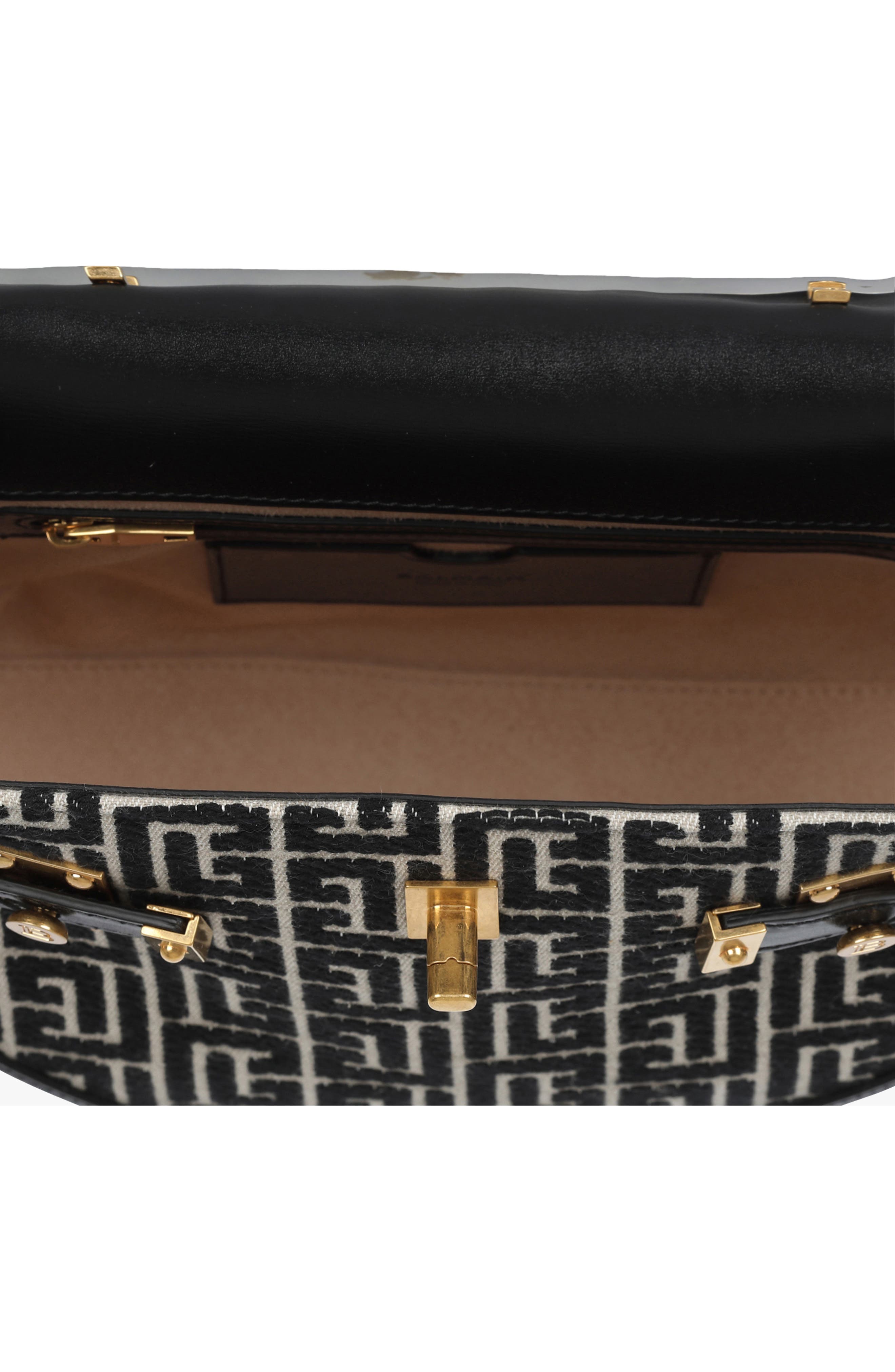 Balmain B-Buzz 23 Monogram Jacquard Top Handle Bag, Alternate, color, 