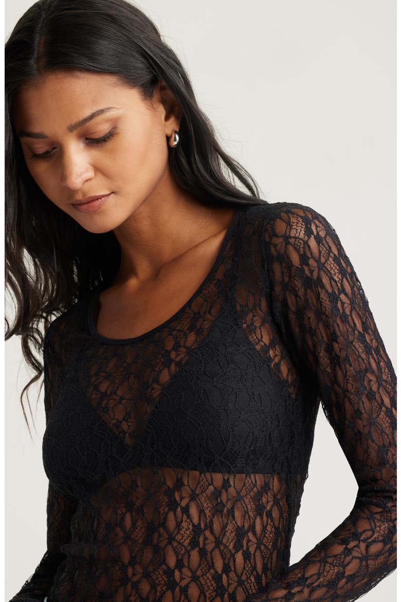 Sheer Lace Top, Alternate, color, BLACK