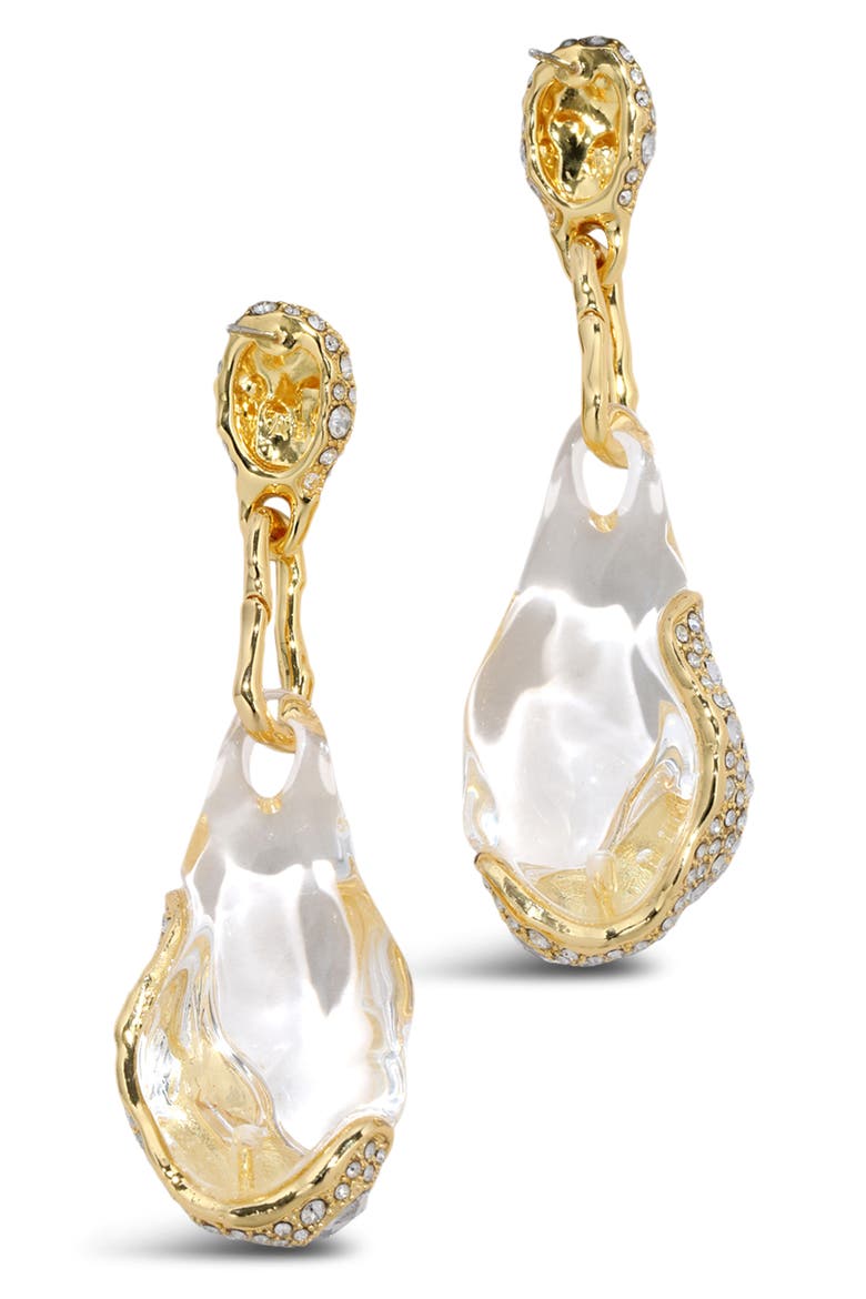 Liquid Lucite® Crystal Pavé Earrings, Alternate, color, GOLD/ LUCITE