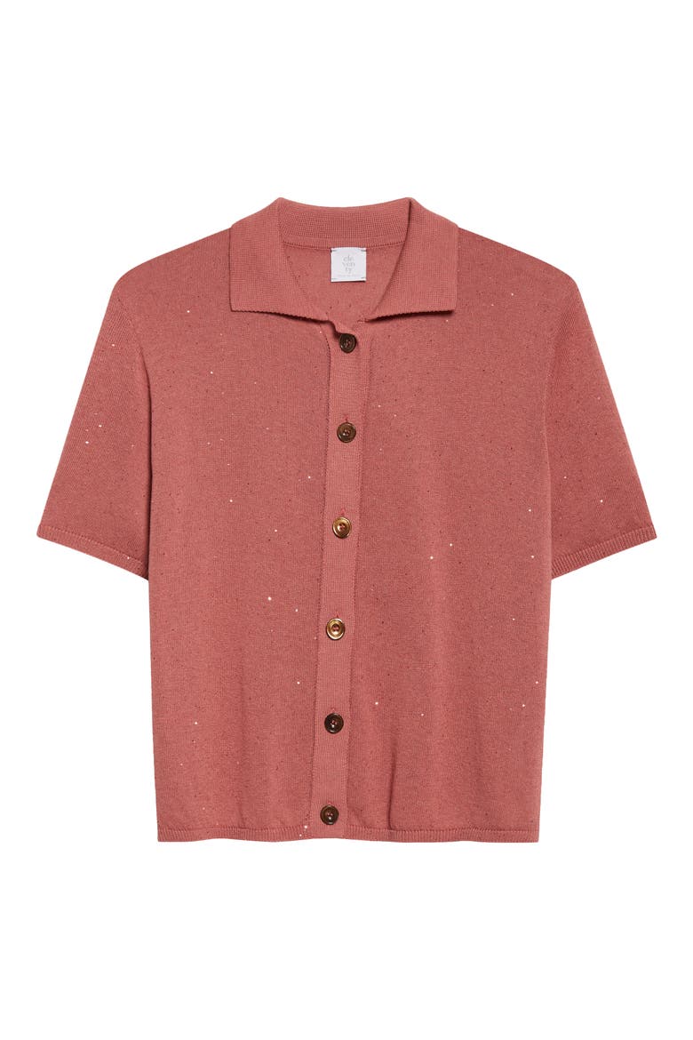 Micro Sequin Silk & Cotton Polo, Alternate, color, RASPBERRY