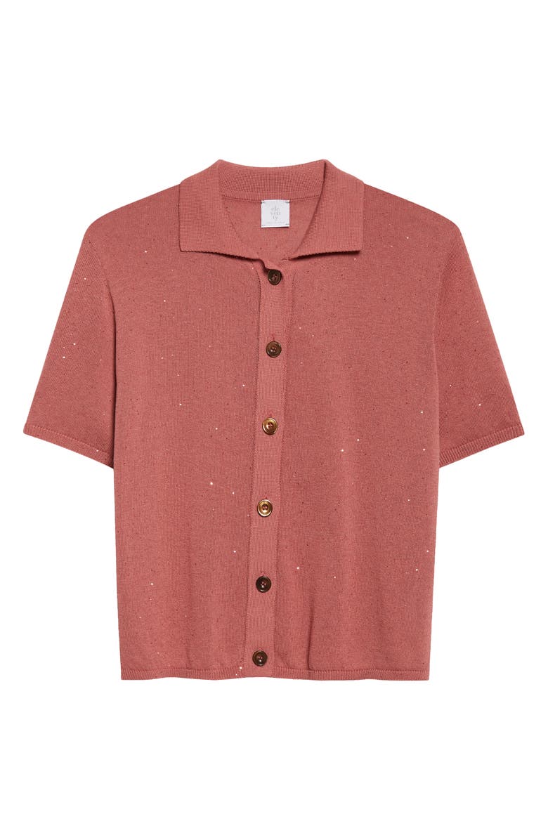Eleventy Micro Sequin Silk & Cotton Polo, Alternate, color, Raspberry