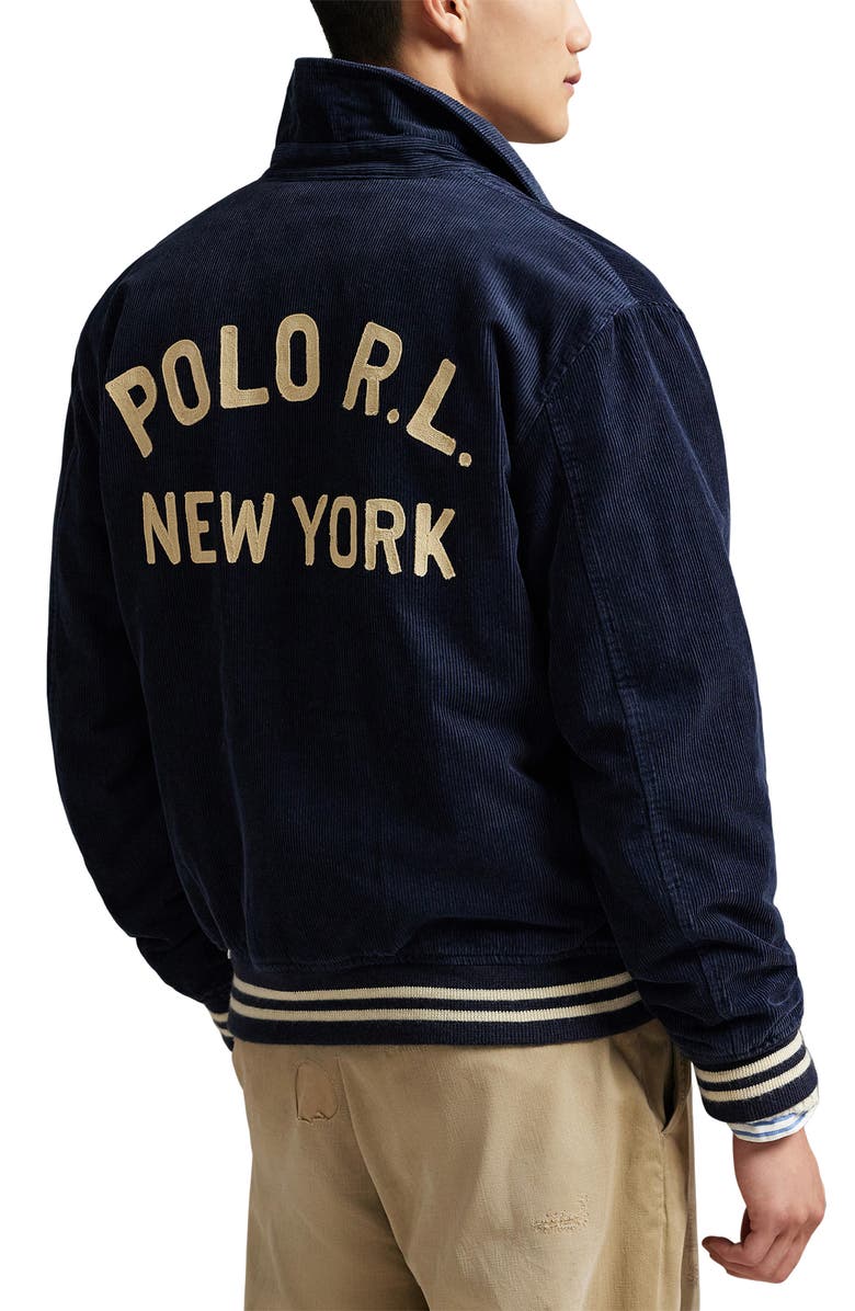 Polo Ralph Lauren Logo Appliqué Corduroy Varsity Jacket, Alternate, color,
