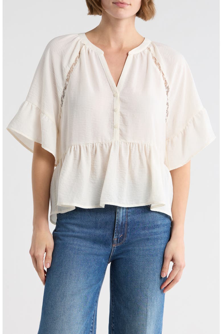 Ruffle Peplum Top, Main, color, IVORY EGRET