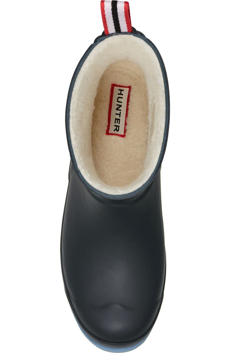 Hunter Play Short Faux Shearling Lined Waterproof Rain Boot, Alternate, color, Hunter Navy