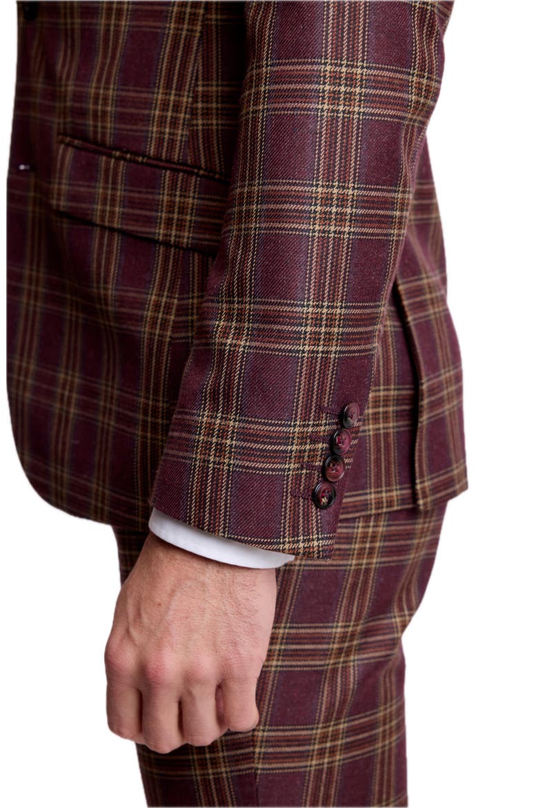 Dover Slim Check Suit Jacket, Alternate, color, BURGUNDY TAN CHECK