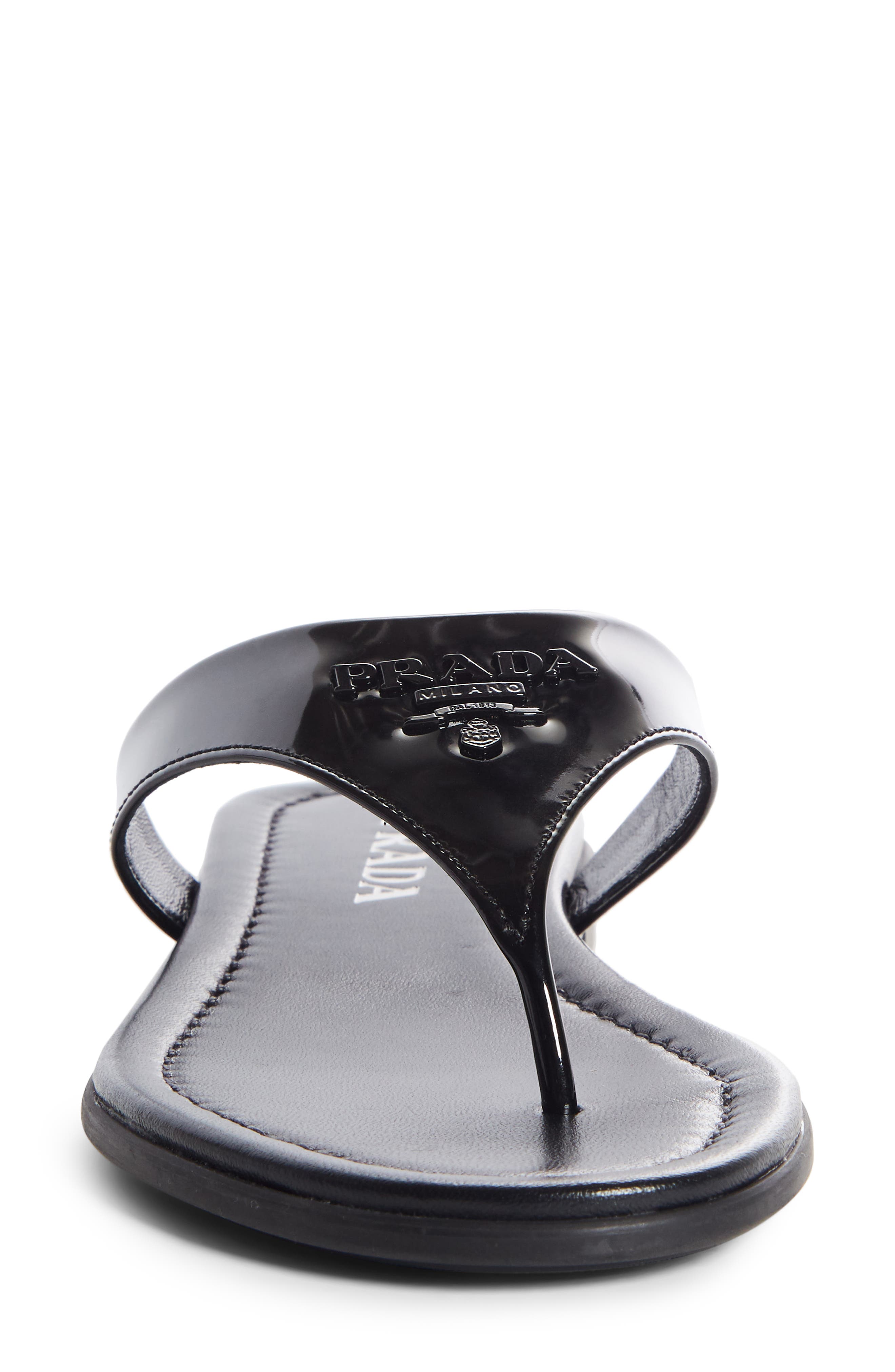 Prada Logo Thong Sandal, Alternate, color, 