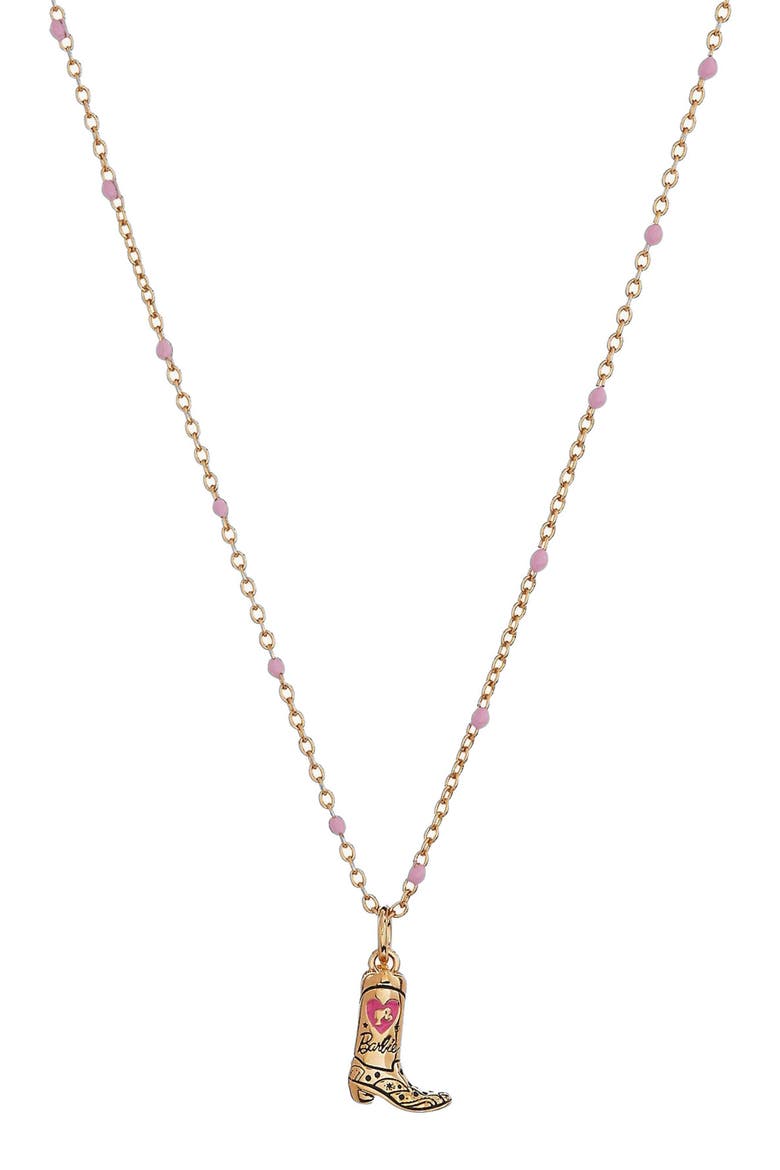 Barbie Cowboy Boot Pendant Necklace, Main, color, Gold