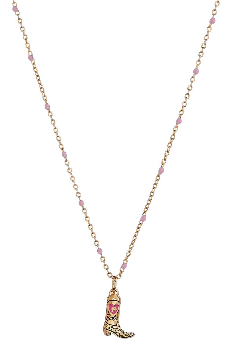 Alex and Ani Barbie Cowboy Boot Pendant Necklace, Main, color, Gold
