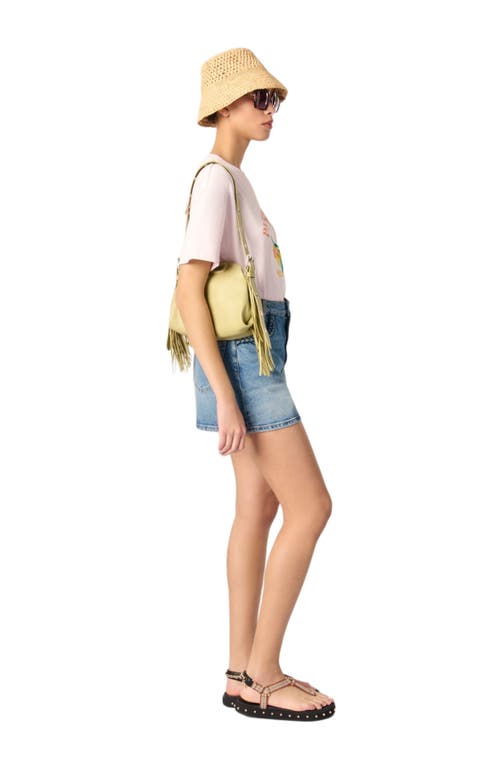 Maje Cotton Tropical Print T-shirt In Pale Pink