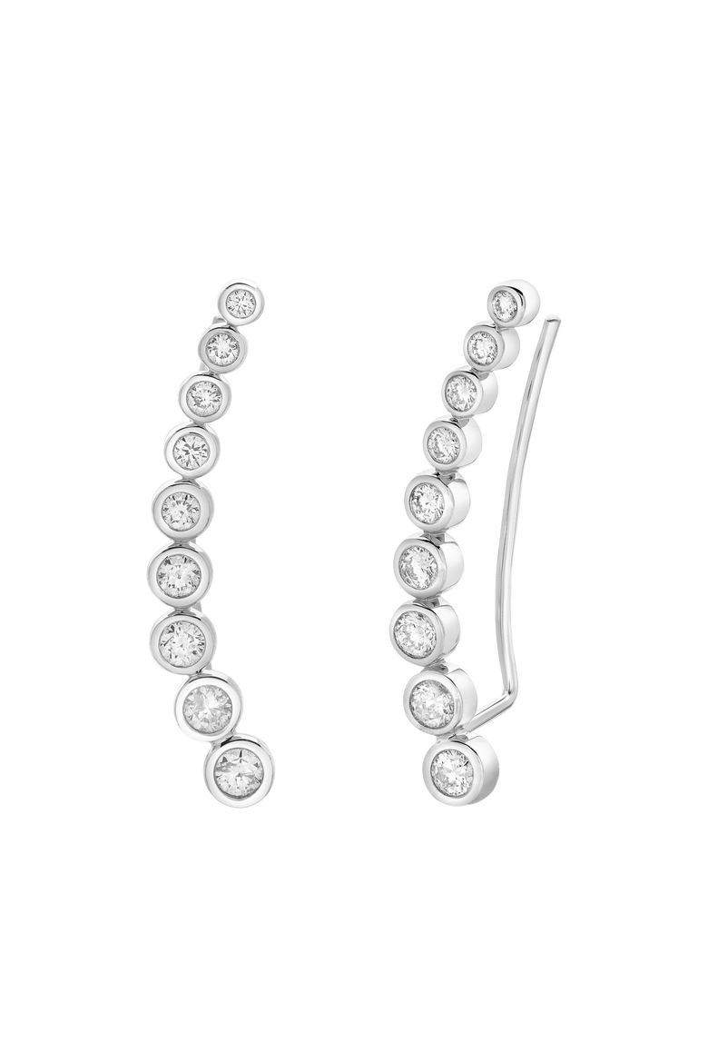 Gaia Bubble Diamond Crawler Cuff Earrings in 14K Gold, Alternate, color, 14K White Gold
