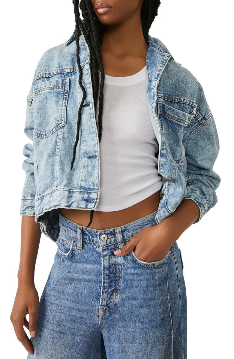 Free People We The Free Opal Swing Denim Trucker Jacket, Main, color, 