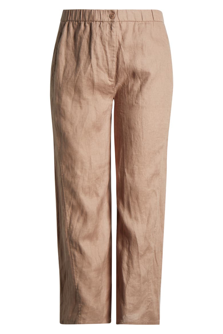 Wide Leg Organic Linen Ankle Pants, Alternate, color, COCOA