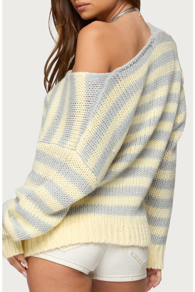 Eugenie Stripe Oversize Off the Shoulder Sweater, Alternate, color, YELLOW