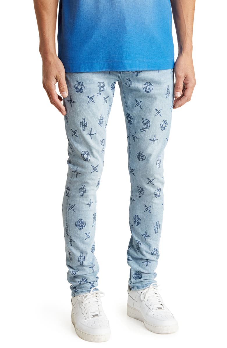 PURPLE BRAND Outlined Monogram Skinny Jeans, Main, color,