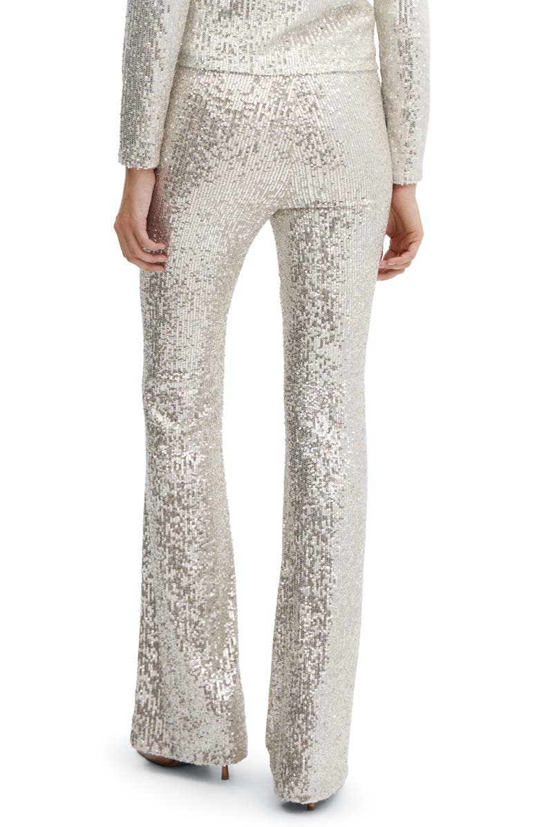 MANGO Sequin Flare Leg Pants, Alternate, color, 