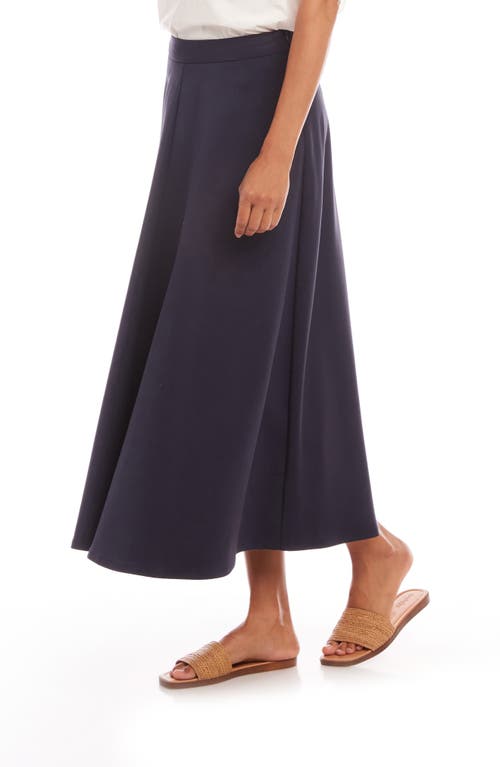 Shop Karen Kane Cotton Blend Midi A-line Skirt In Navy