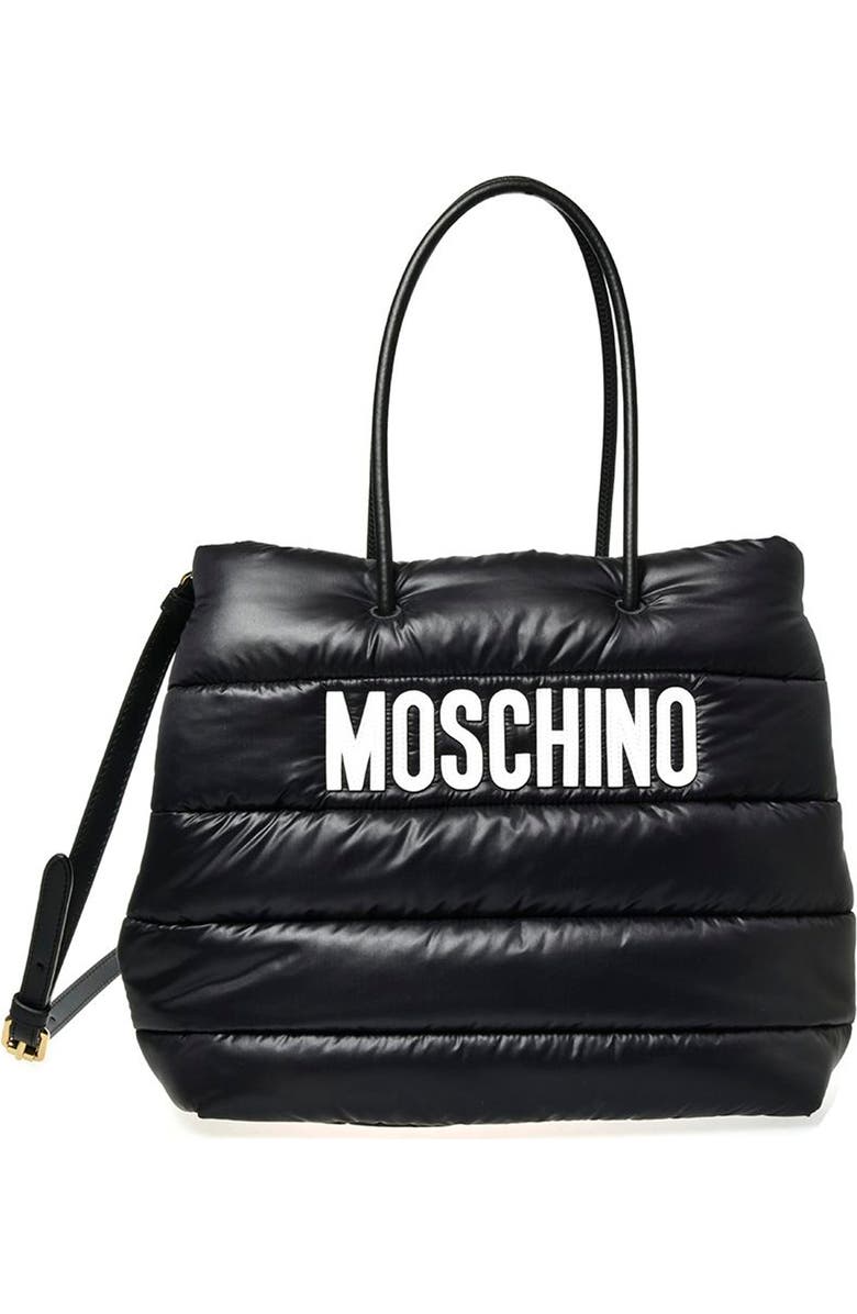 Moschino Puffy Nylon Tote, Main, color,