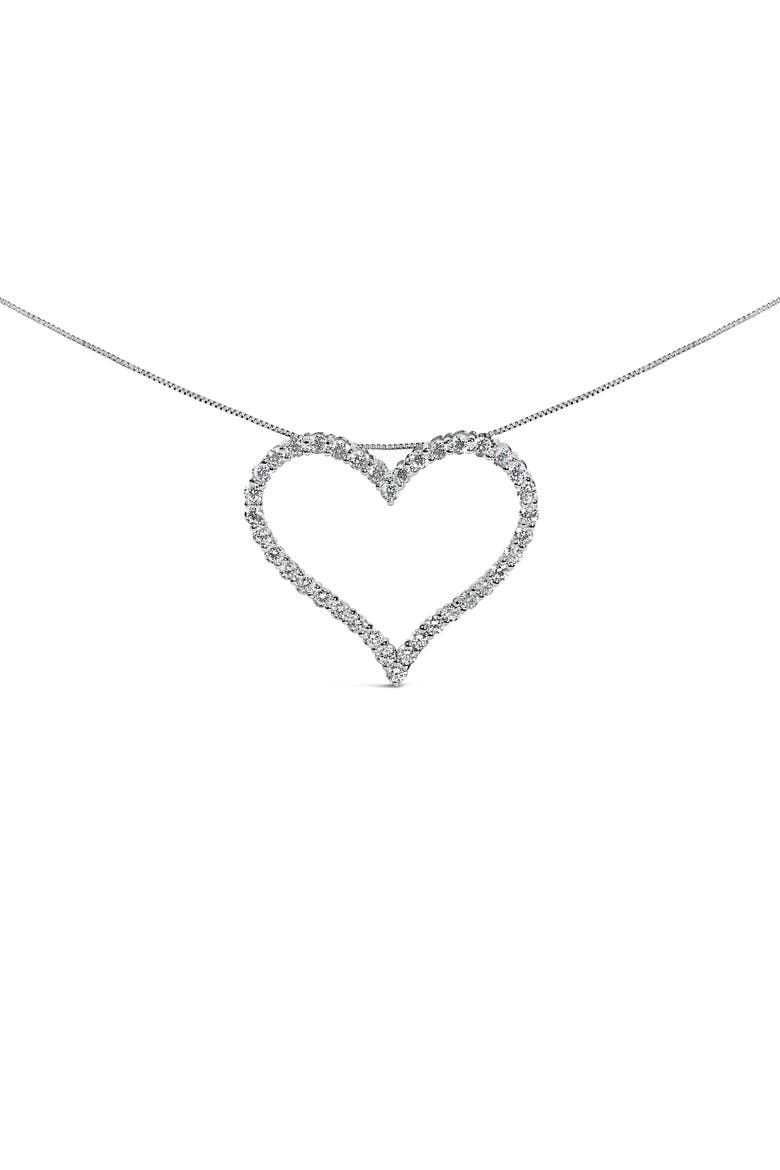 14K White Gold 3.0 Cttw Lab Grown Diamond Open Heart Pendant Necklace, Main, color, White Gold