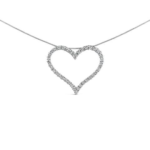 14K White Gold 3.0 Cttw Lab Grown Diamond Open Heart Pendant Necklace
