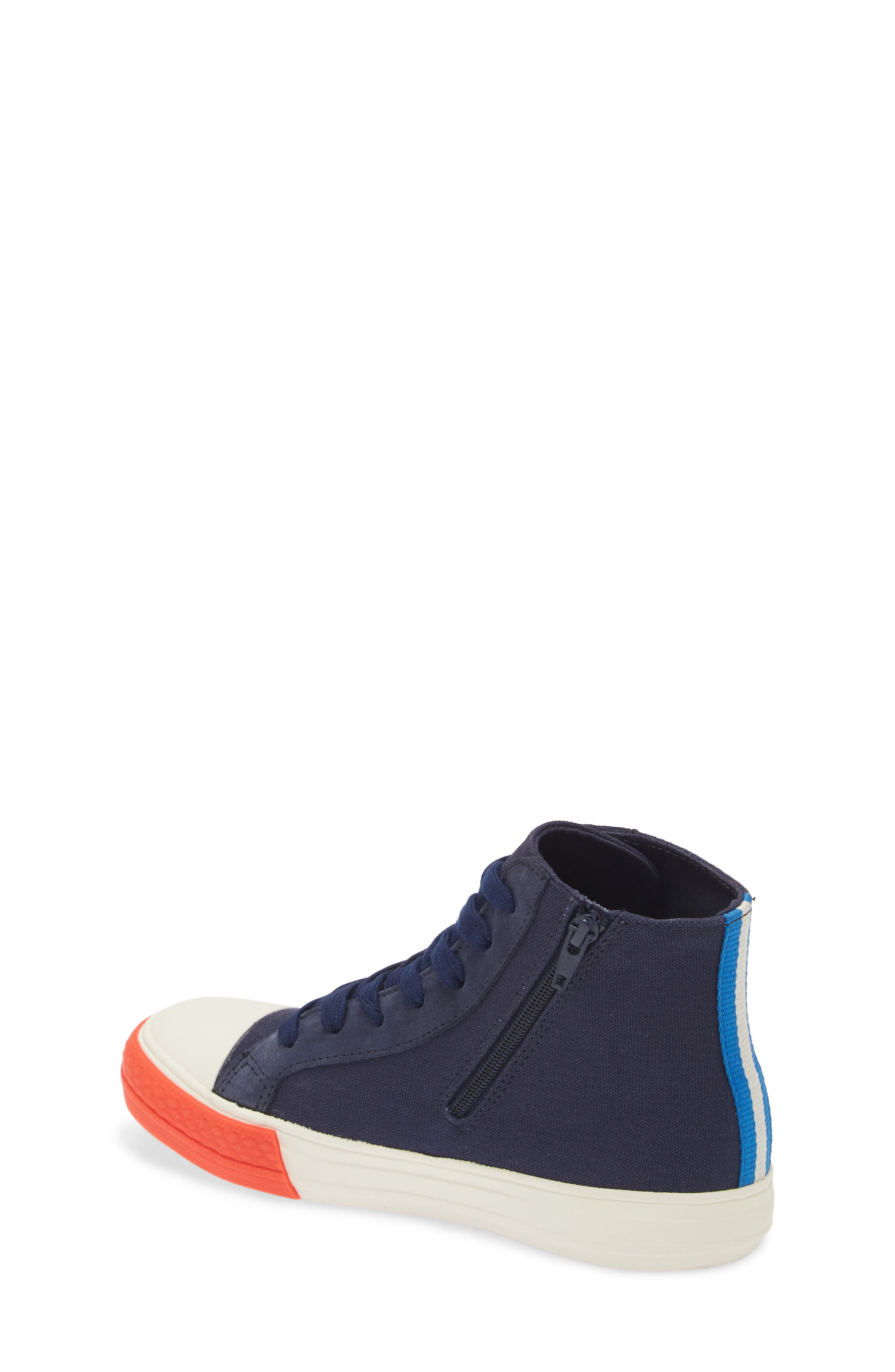 Mini Boden Kids' Contrast High Top Sneaker, Alternate, color, Navy Blue