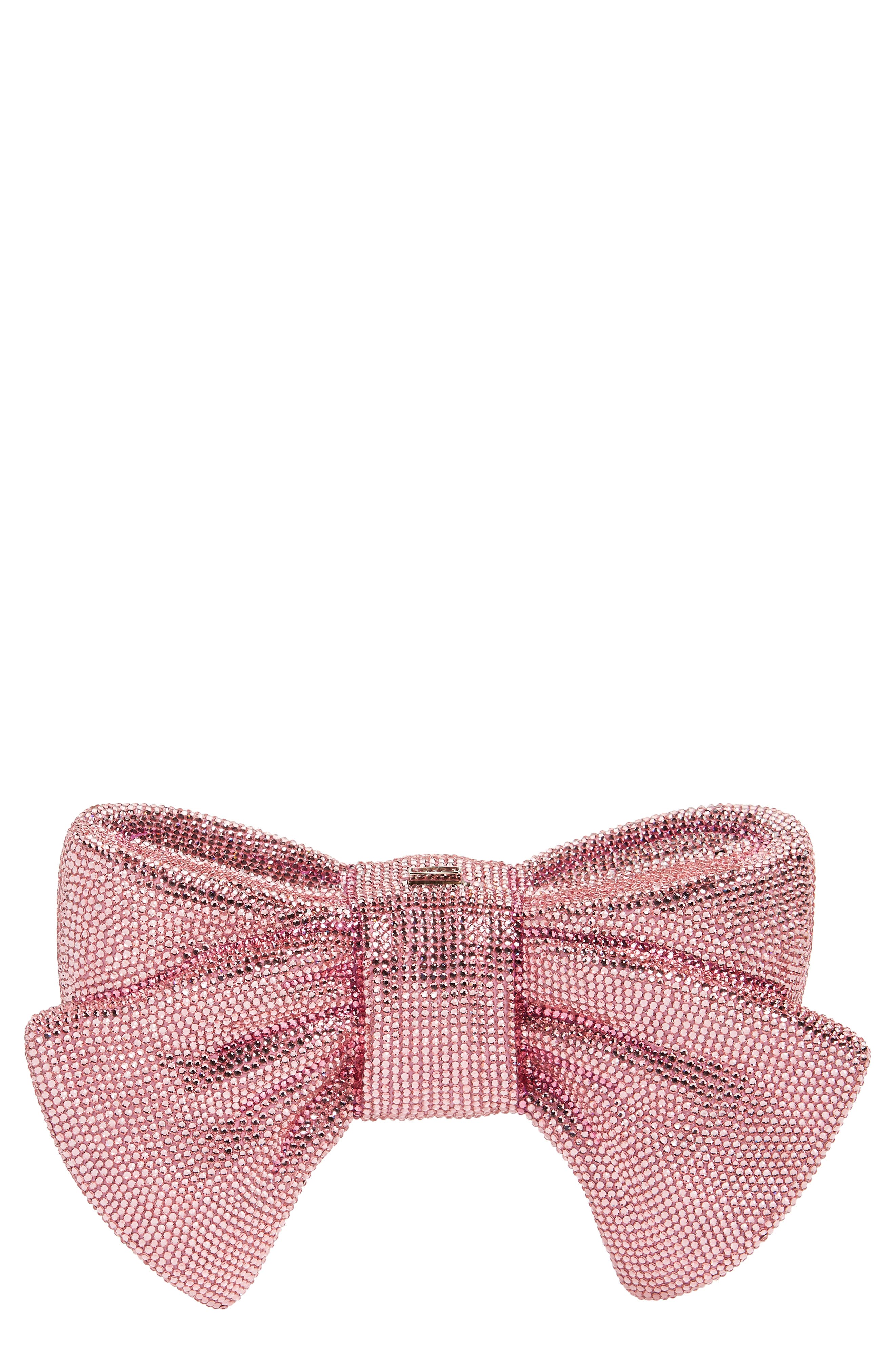 JUDITH LEIBER COUTURE Bow Clutch, Main, color, Silver Light Rose Multi
