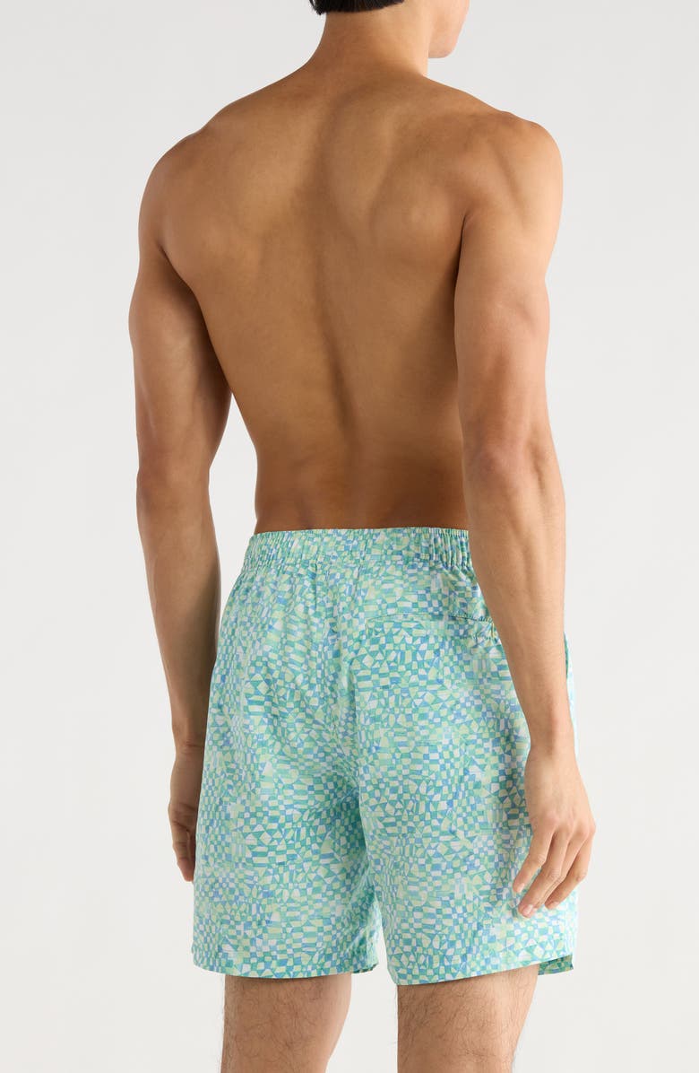 Scotch & Soda Print Swim Trunks, Alternate, color, Luna Ditsy Green