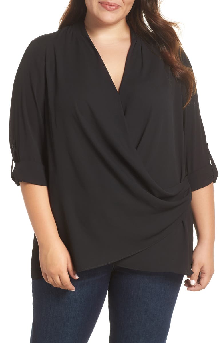 &.Layered Draped Wrap Top, Main, color, 