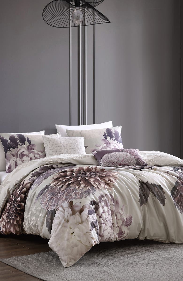 Bebejan Dahlia Purple 5-Piece Reversible Comforter Set, Main, color, Purple
