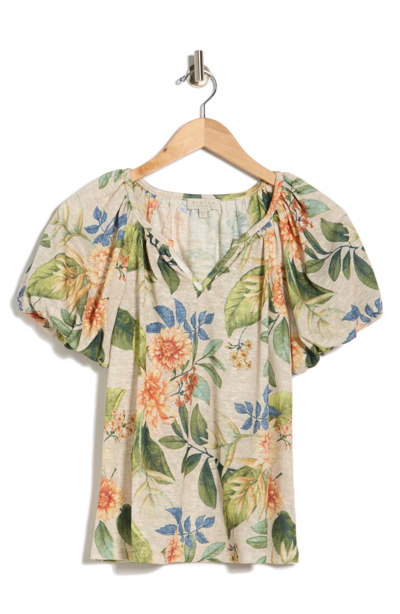 CHENAULT Split Neck Knit Top, Alternate, color, Ivory Multi