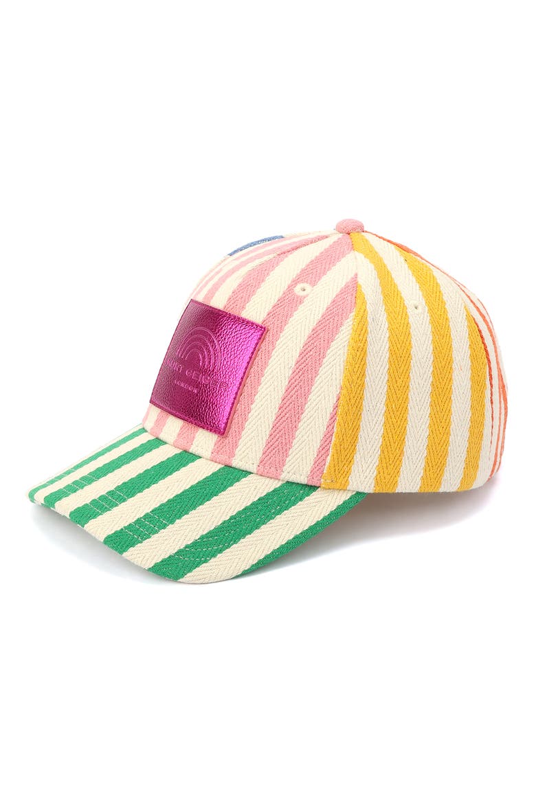 Multicolor Stripe Baseball Hat, Main, color, RAINBOW